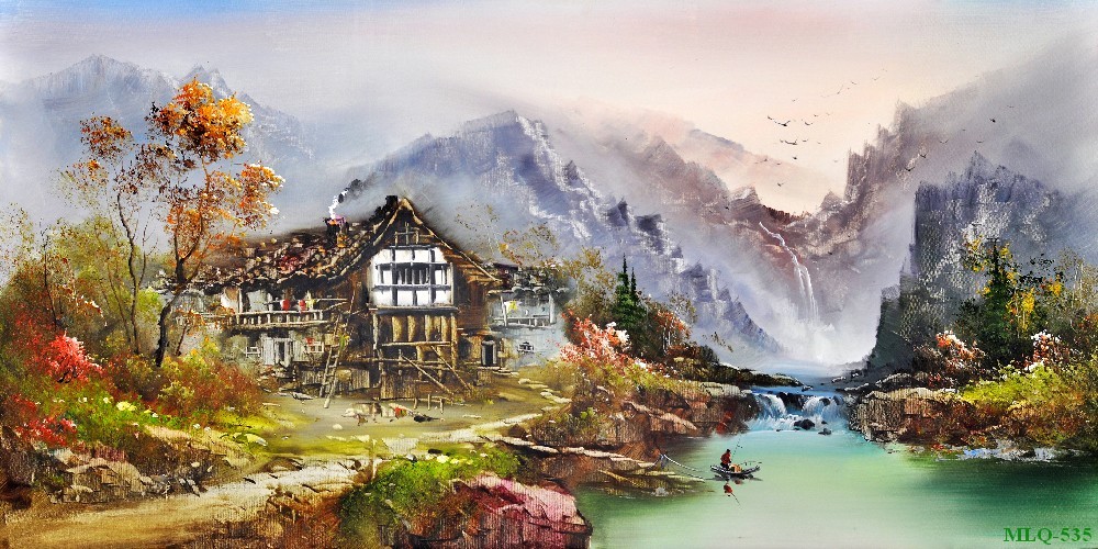 Tranh sơn dầu làng quê MLQ-535